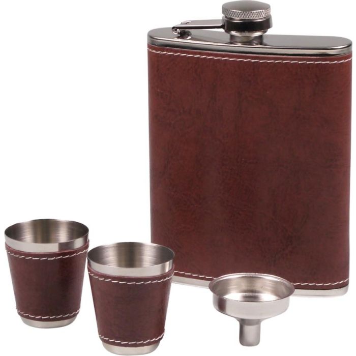 Flachmann Set Chrom Lederoptik kaufen