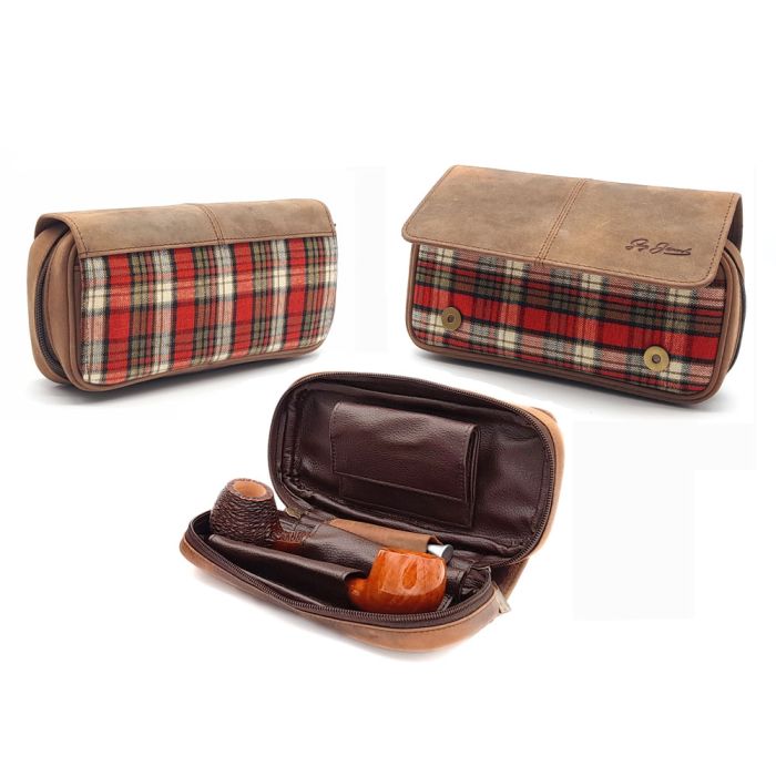 Guy Janot Pfeifentasche 2er Scotland red mit Tabakfach