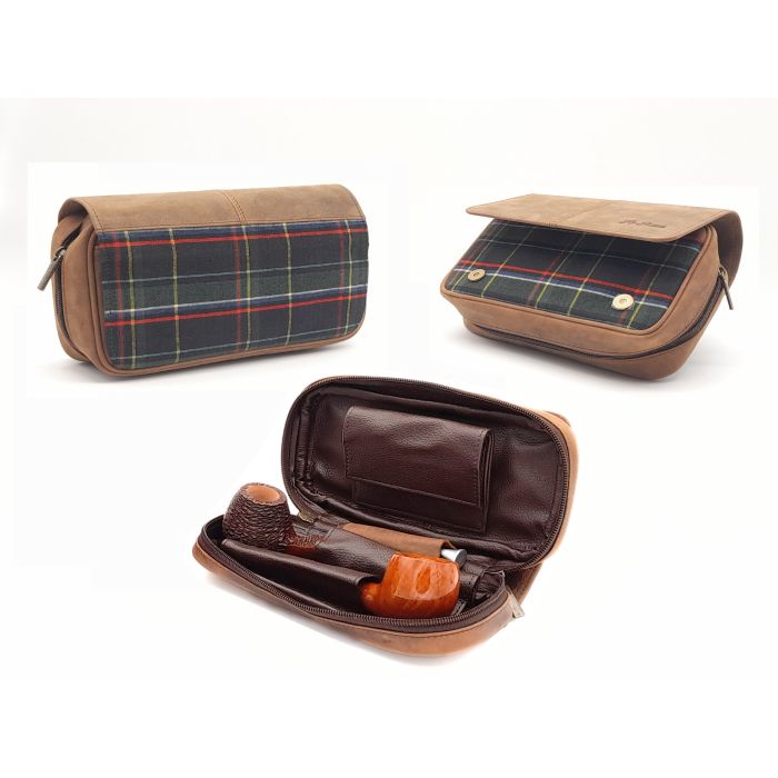 Guy Janot Pfeifentasche 2er Scotland green mit Tabakbeutel