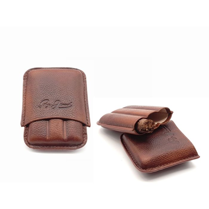 Guy Janot Zigarrenetui 3er Pull Wash Brown