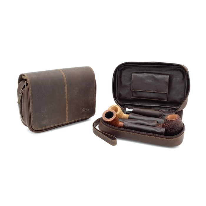 Guy Janot 3er Pfeifentasche, Crazy Horse-Leder