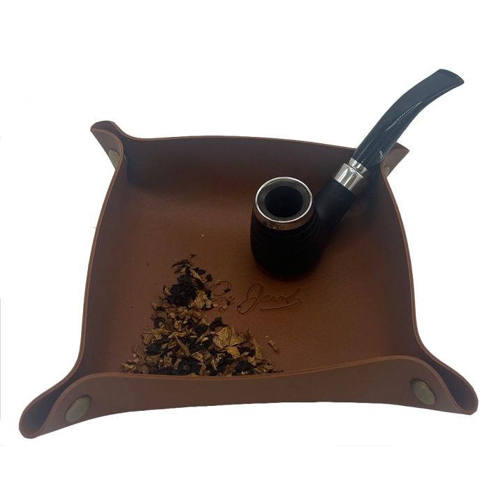 Pfeifen-Tablett Kunstleder, braun, groß