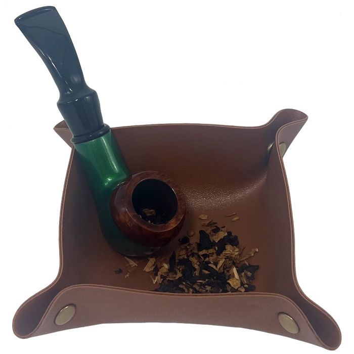 Pfeifen-Tablett Kunstleder, braun