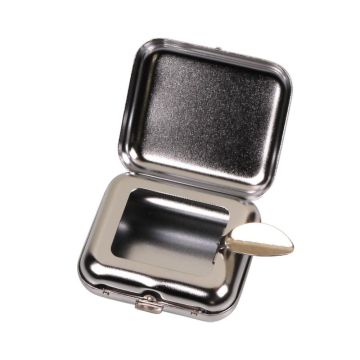 Taschenascher eckig verchromt für unterwegs. 